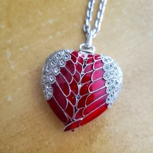 Victoria Wieck Angel Wing Red Enamel Topaz SS Pend